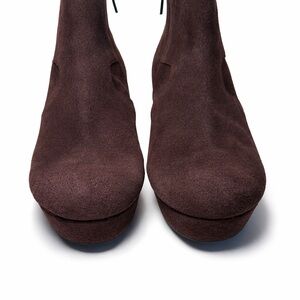 Sacha London Velvet Suede Brown Ankle Boots Size 8 Platform Zip Booties